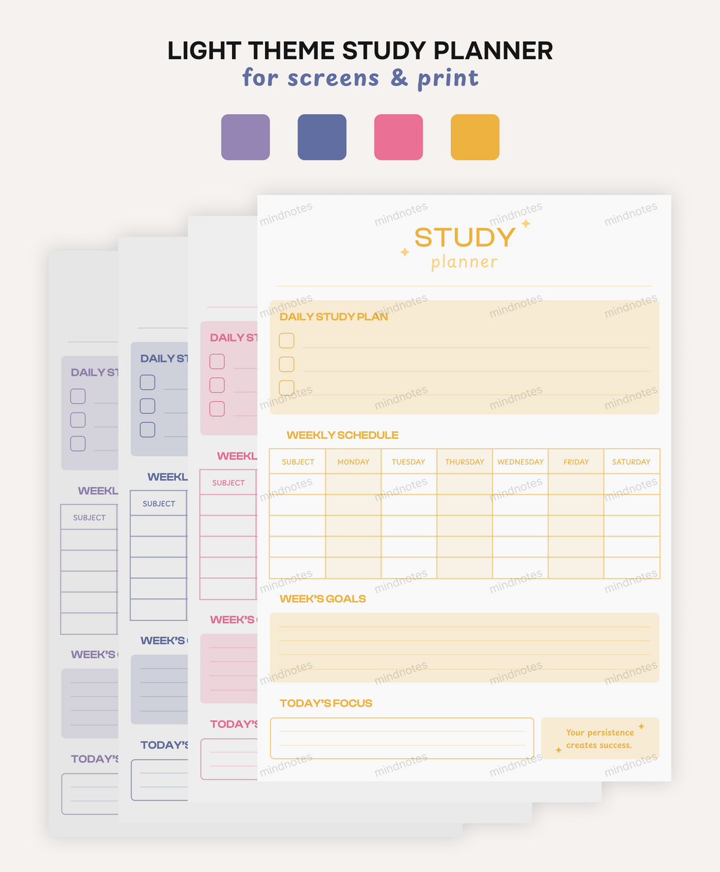 Minimalist Study Planner | Digital & Printable | Mindnotes