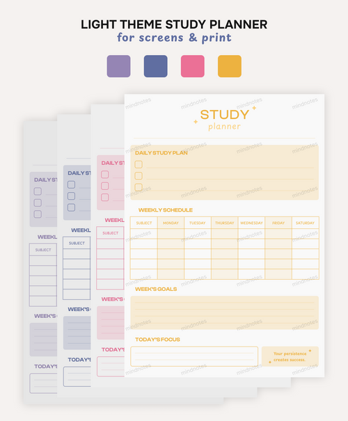 Minimalist Study Planner | Digital & Printable | Mindnotes